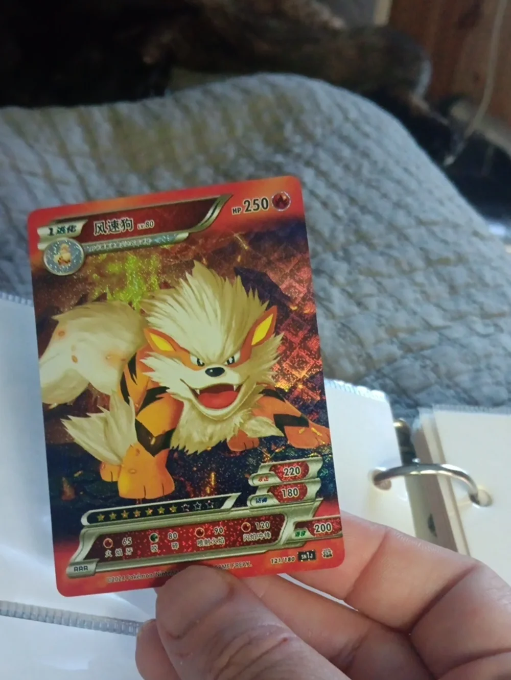 Pokemon Red Orange Yellow Plush-Look Arcanine Holographic Card
